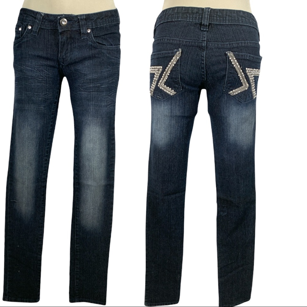 SEDUCTIONS FD Embellished Dark Blue Slim Jeans